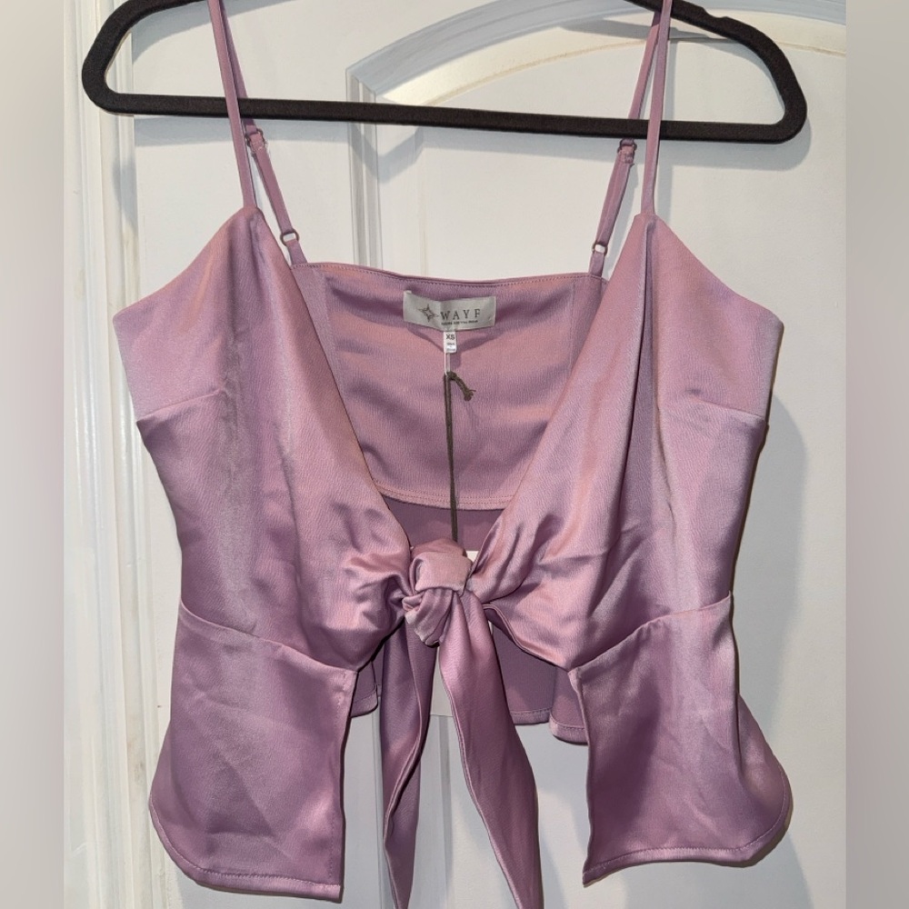 Wayf  Purple Tie-Front Blouse